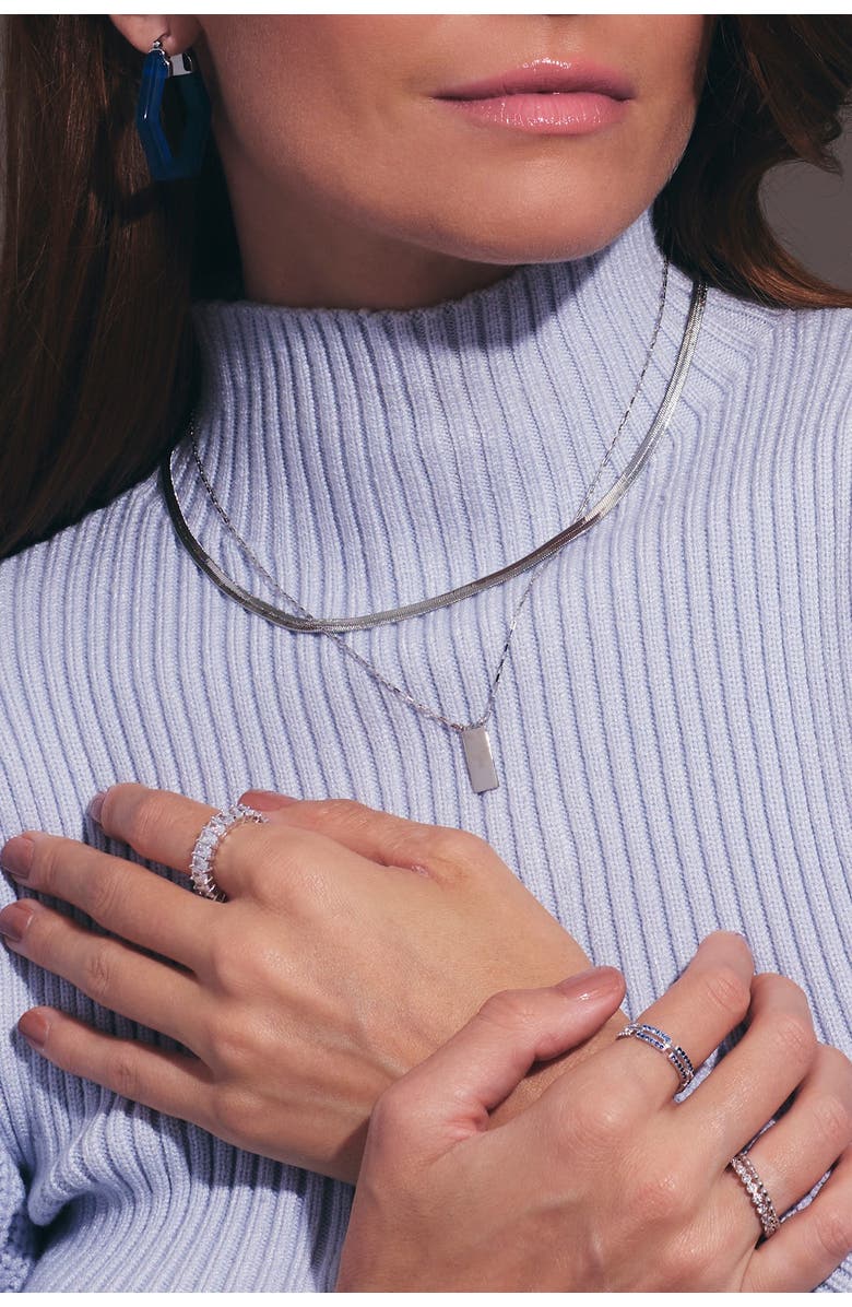 Sterling Forever Herringbone Chain Necklace, Alternate, color, Silver