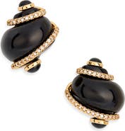 Kenneth Jay Lane Crystal Trim Enamel Shell Earrings