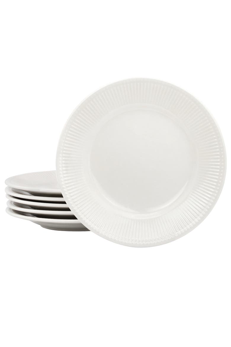 Gretel 6 Piece Round Stoneware Salad Plate Set in White, Main, color, White
