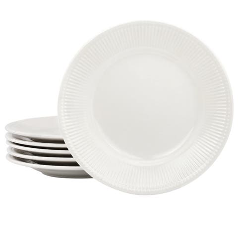 Gretel 6 Piece Round Stoneware Salad Plate Set in White