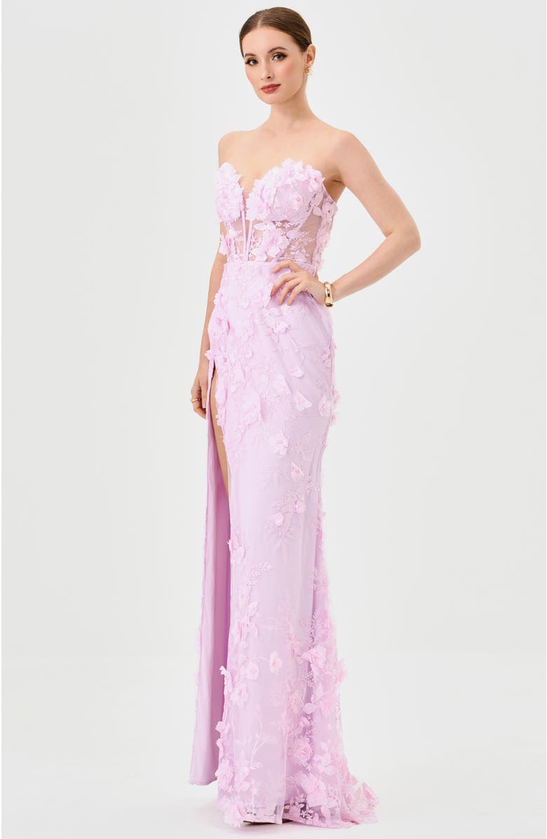 Bariano Teri 3D Floral Gown, Alternate, color, Pink