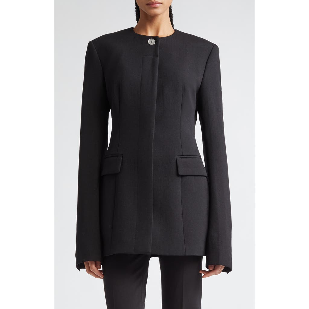 Totême Toteme Collarless Wool Blend Blazer In Black