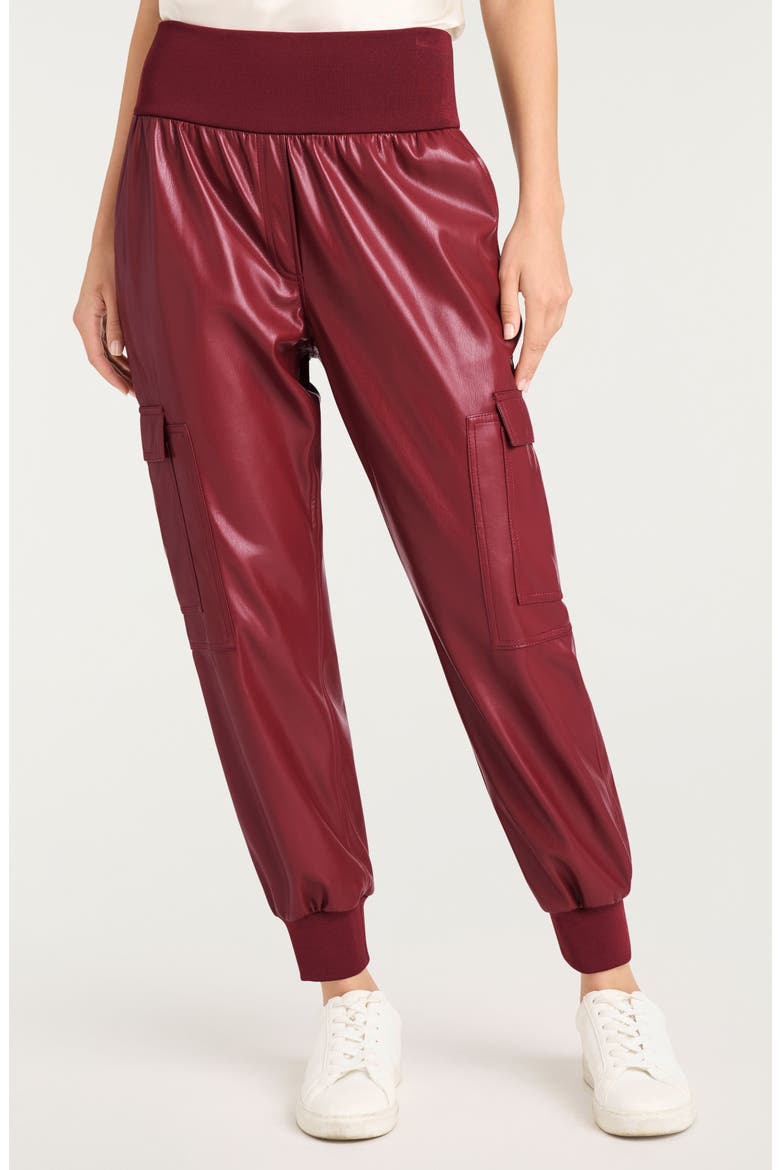 Giles Faux Leather Jogger Pants, Main, color, WINEBERRY