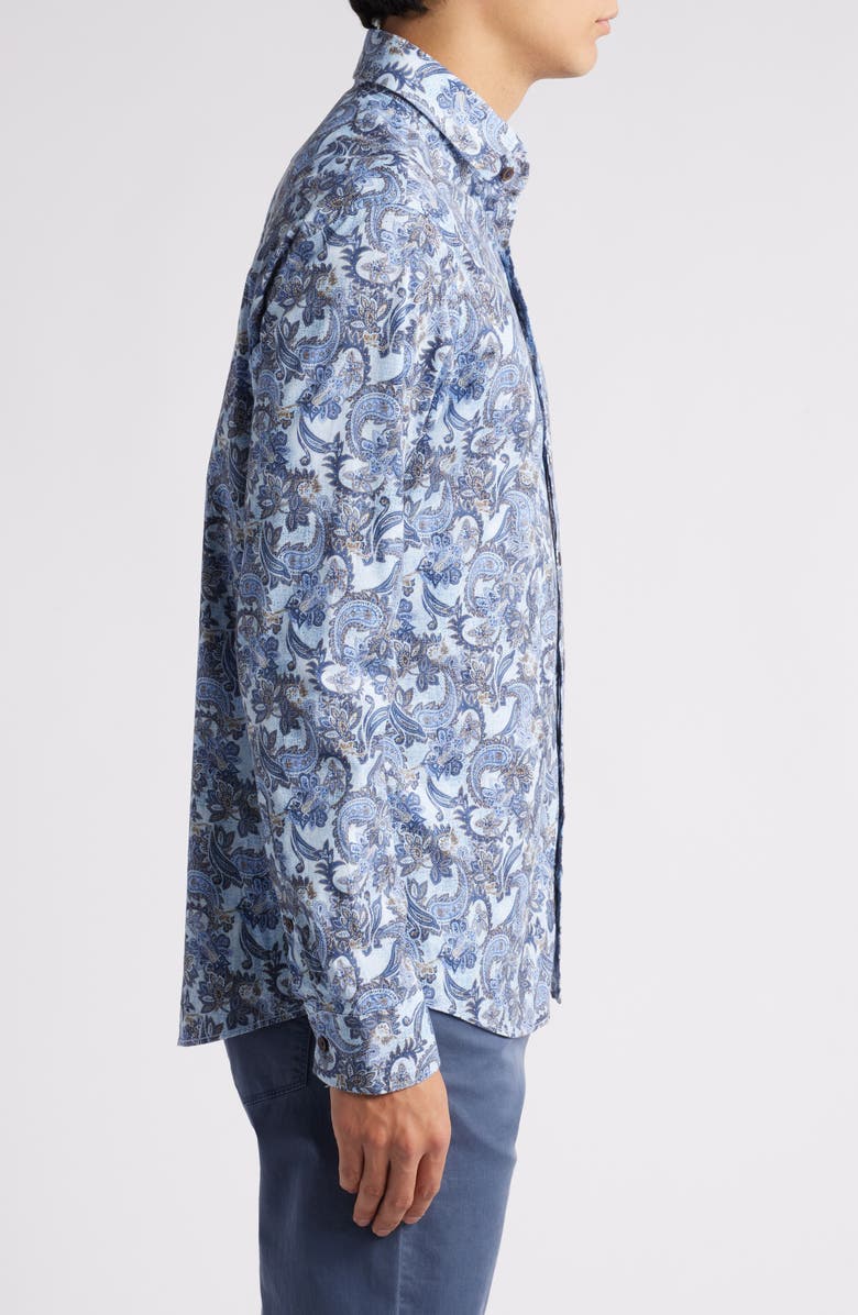 Brax Harold Paisley Hi Flex Stretch Cotton Button-Up Shirt, Alternate, color, Smoke Blue