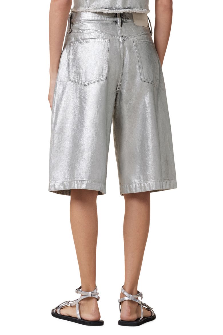 Louie Long Denim Shorts, Alternate, color, METALLIC SILVER