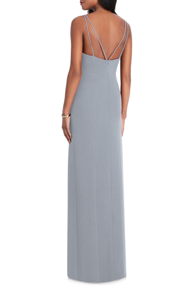 Stretch Crepe Column Gown, Alternate, color, PLATINUM