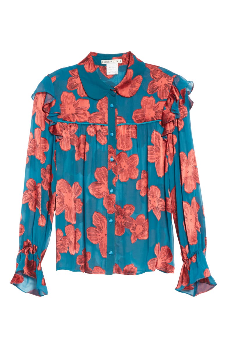 Alice + Olivia Ziggy Ruffle Sleeve Blouse, Alternate, color, 
