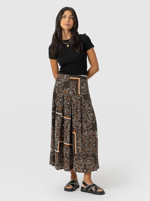 Saint And Sofia Saint + Sofia Everly Pleated Skirt In Brown