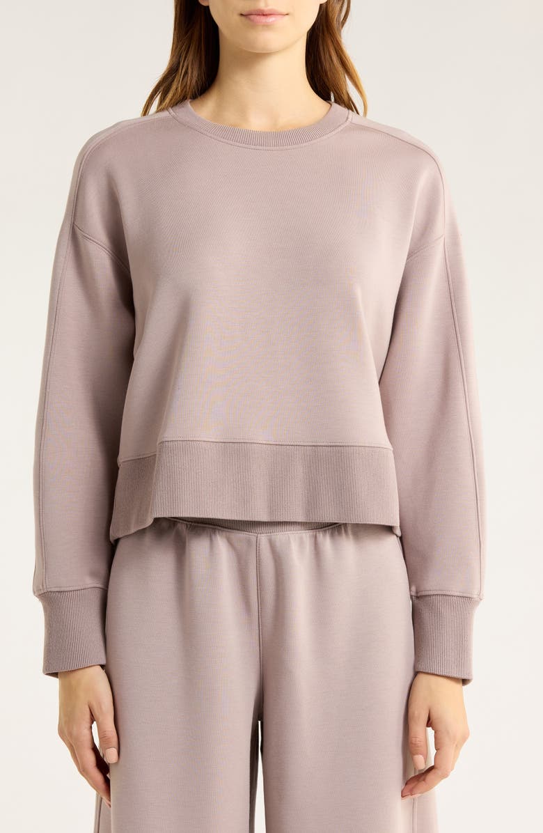 SPANX<sup>®</sup> AirEssentials<sup>®</sup> Luxe Crop Crewneck Sweatshirt, Alternate, color, Coastal Fog