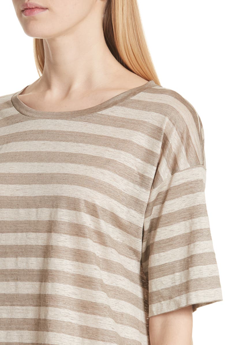 Lafayette 148 New York Easy Stripe Linen Tee, Alternate, color, 