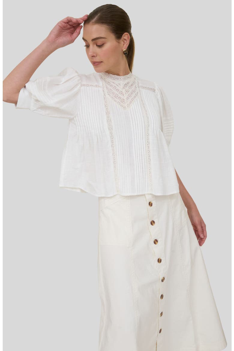 Lace Trim Puff Sleeve Top (Women) | Nordstrom