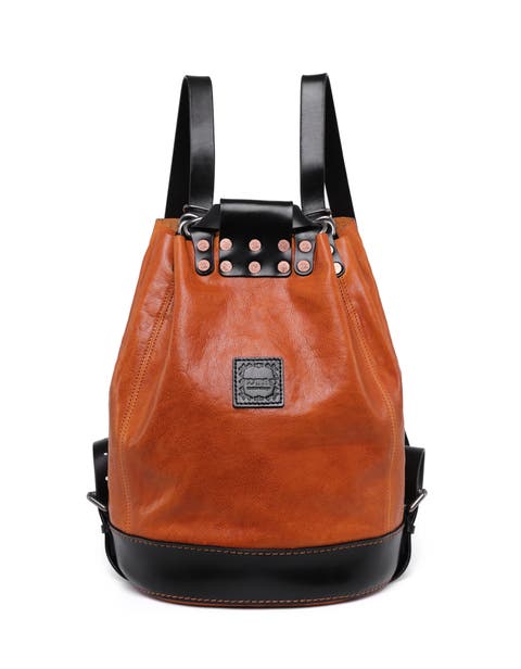 Canna Genuine Leather Convertible Bucket Backpack