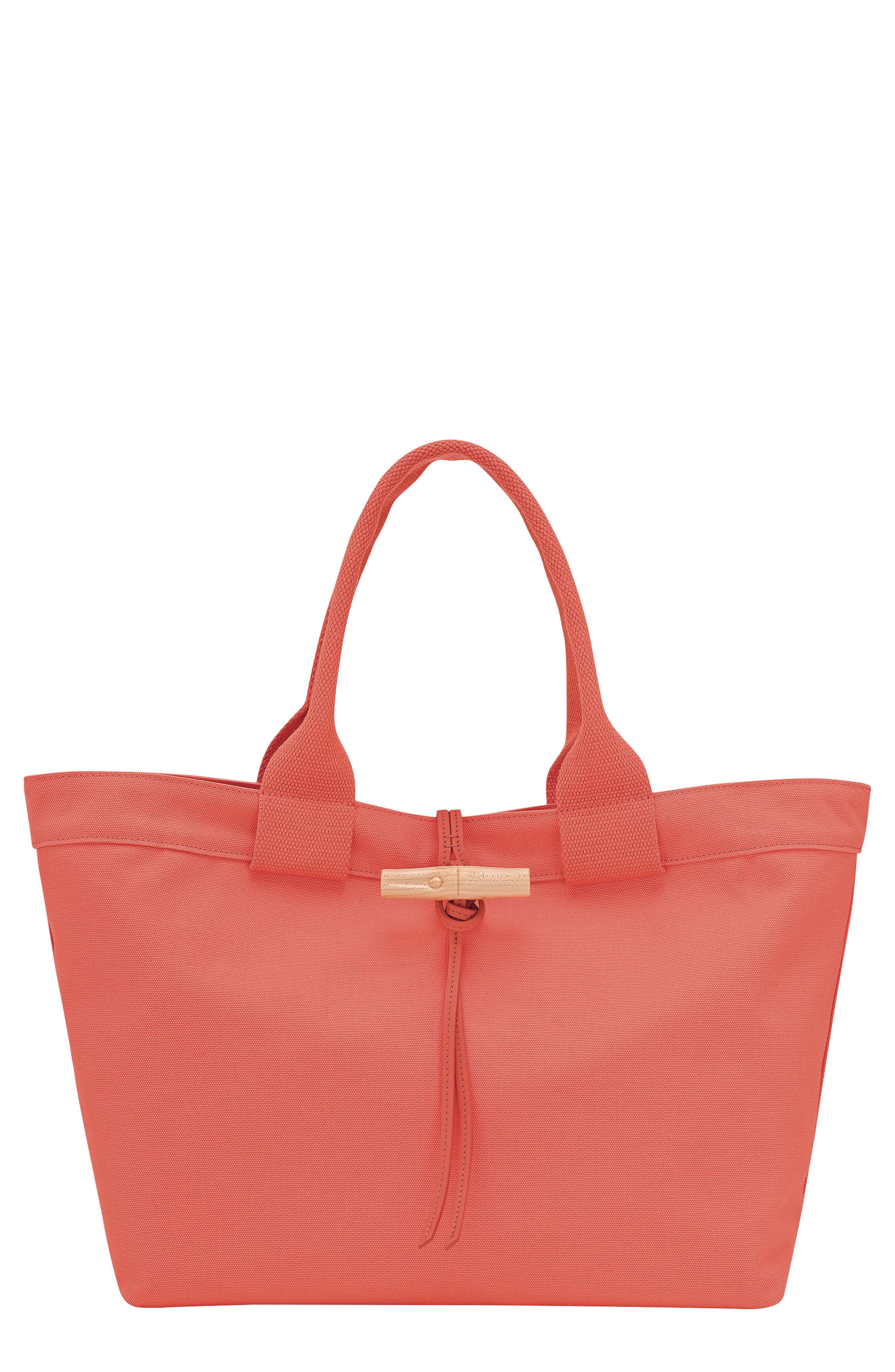 Longchamp Large Le Roseau Toile Cotton Canvas Tote, Main, color, Sunset