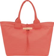 Longchamp Large Le Roseau Toile Cotton Canvas Tote