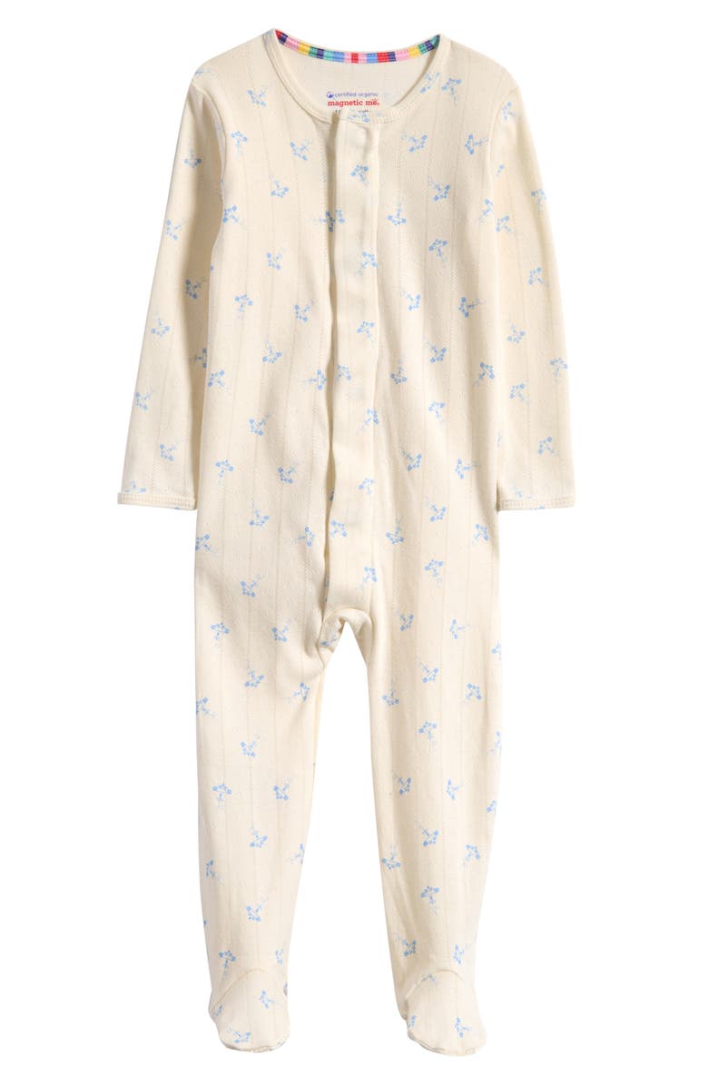 Magnetic Me Airplanes Organic Cotton Pointelle Footie, Main, color, Off White