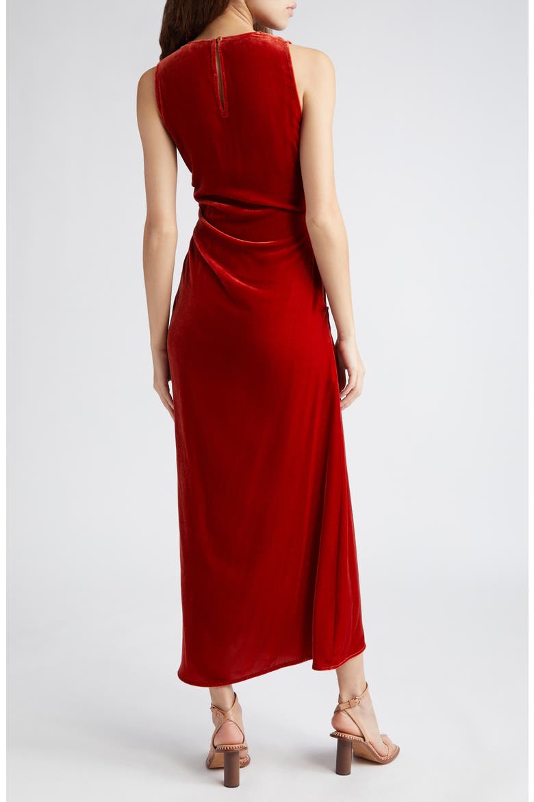 Cornelia Side Ruched Velvet Gown, Alternate, color, CARNELIAN