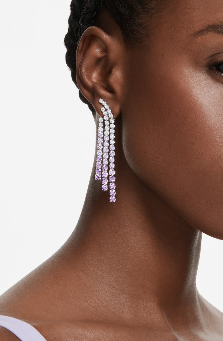 Swarovski Ombré Crystal Drop Clip-On Earrings, Alternate, color, Pink