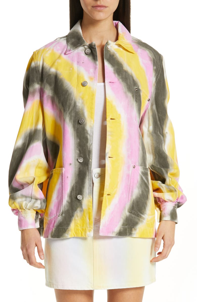 Ganni Tie Dye Oversize Denim Jacket, Main, color, 