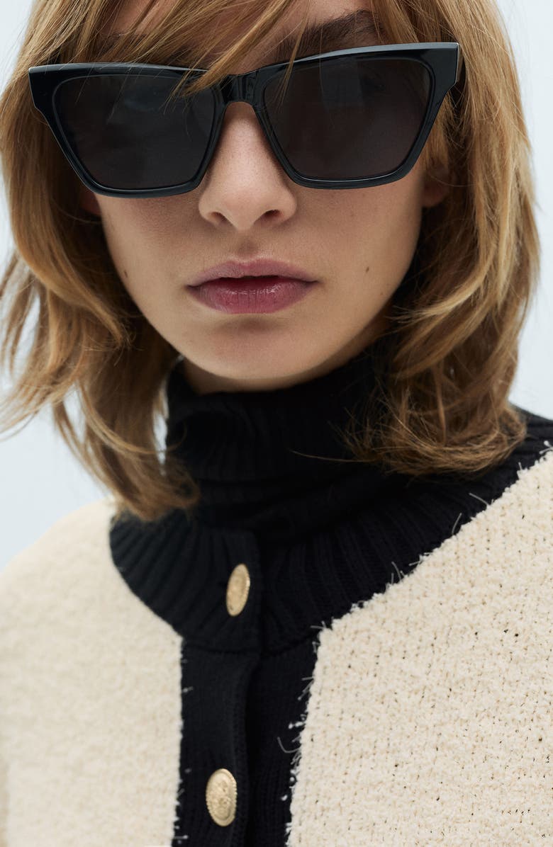 MANGO Contrast Cardigan, Alternate, color, Ecru