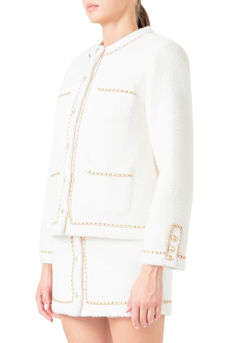 Chain Trim Jacket, Alternate, color, WHITE/GOLD