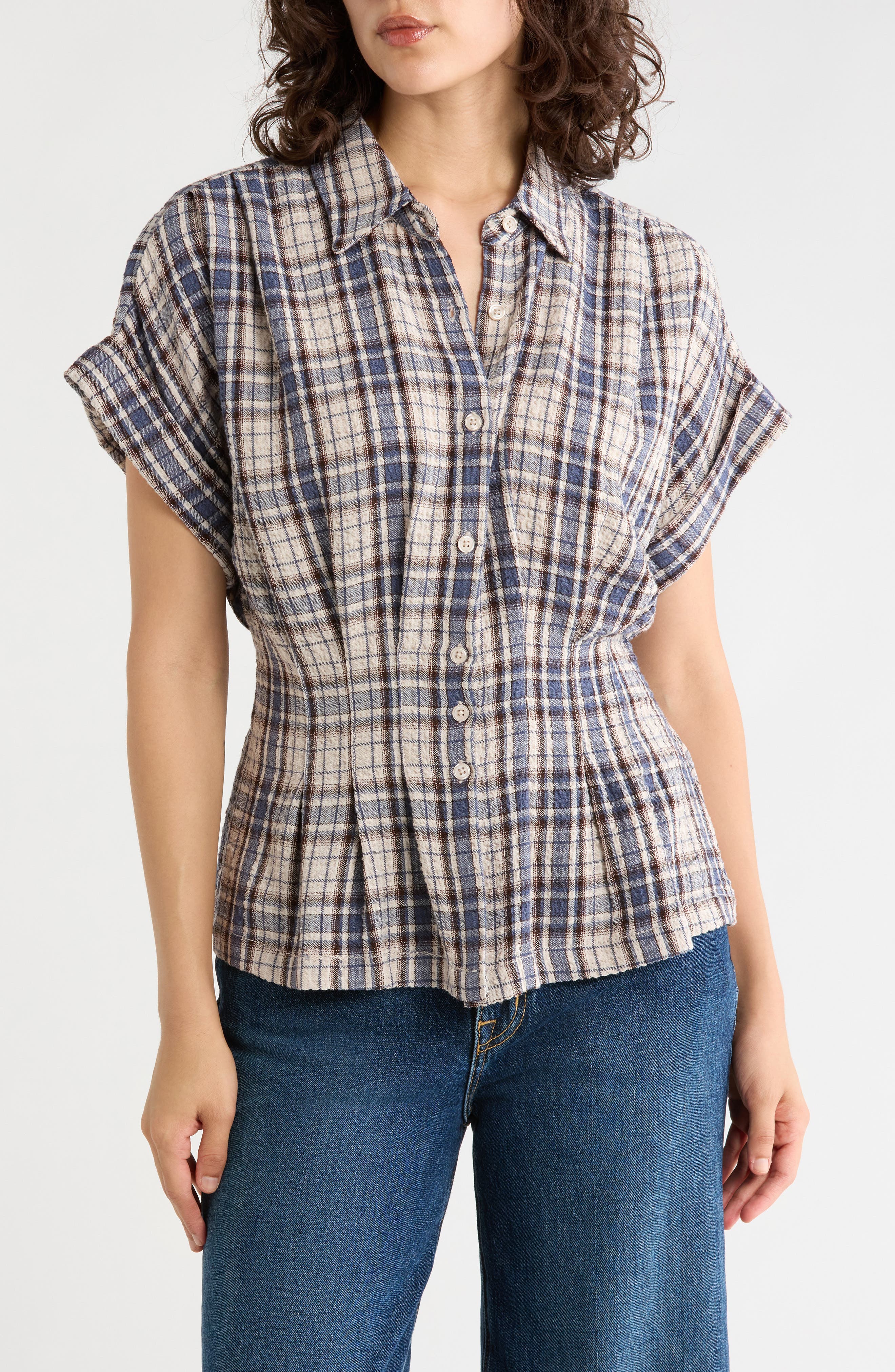 ECRU/ NAVY PLAID