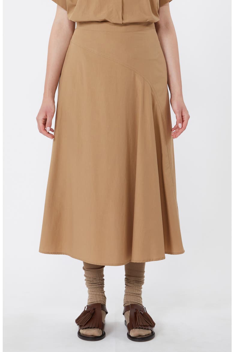 Zaterra Bias Cut Cotton Skirt, Main, color, TOBACCO