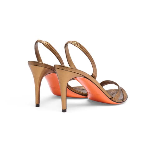 Santoni Mid-heel Sandal In Gold