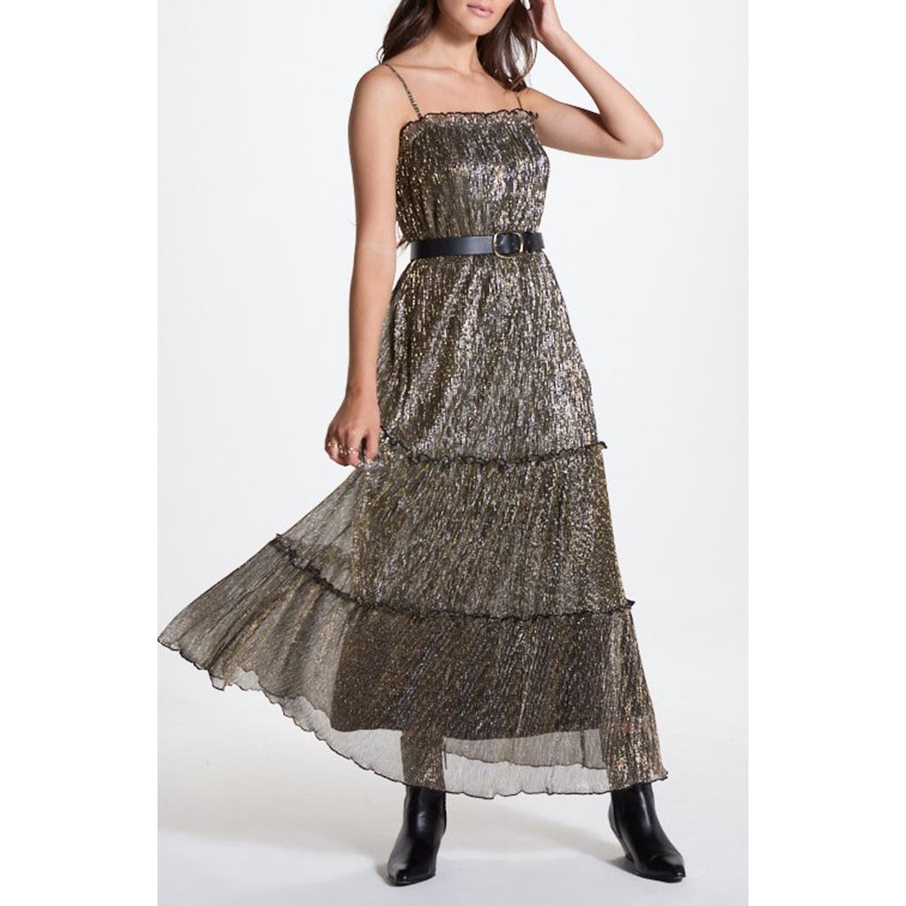 Wishlist Metallic Tiered Maxi Dress In Black