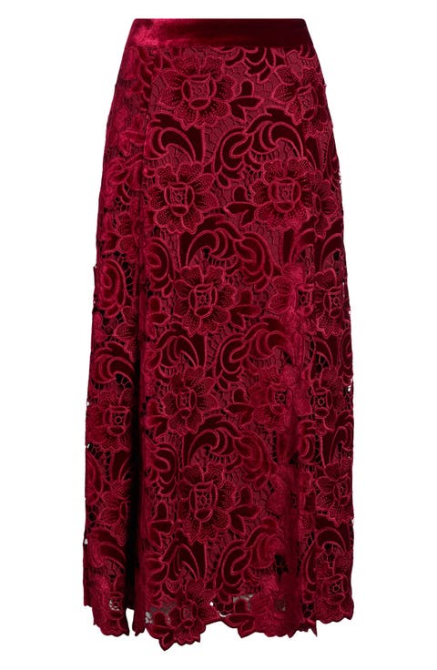 The Elliana Floral Lace Velvet Skirt