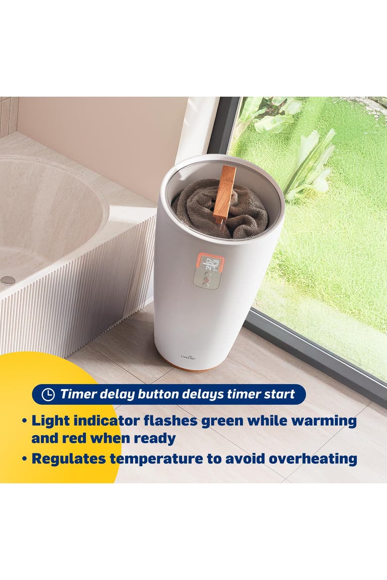 Towel Warmer, Large Bucket Style Towel Heater with LED Display, Adjustable Timer, & More!, Alternate, color, White