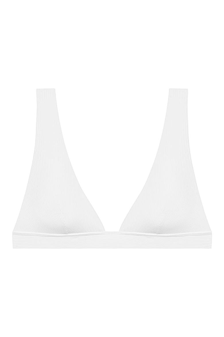 Banded Modern V-Neck Bikini Top, Alternate, color, WHITE