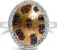 Haus of Brilliance 10K Yellow Gold Plated Sterling Silver 1/3 Cttw Oval Mixed Diamond Halo Shield Ring