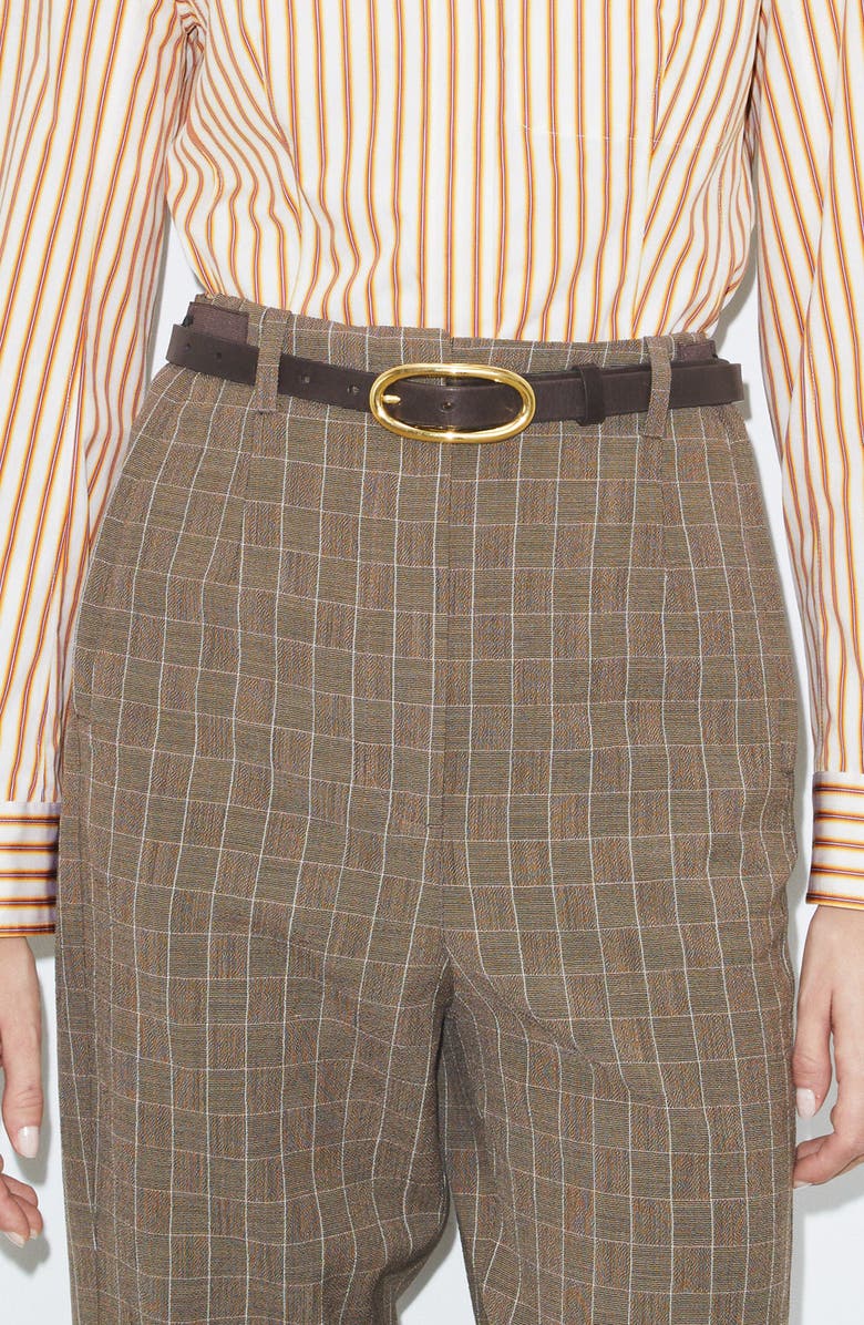 Tory Burch Large Pierced Leather Buckle Belt, Alternate, color, Amarena