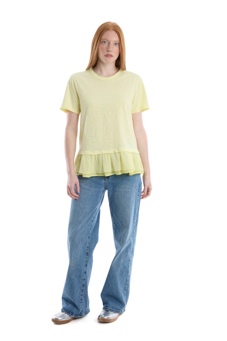 Short Sleeve Mixed Media Tee, Alternate, color, Wax Yellow