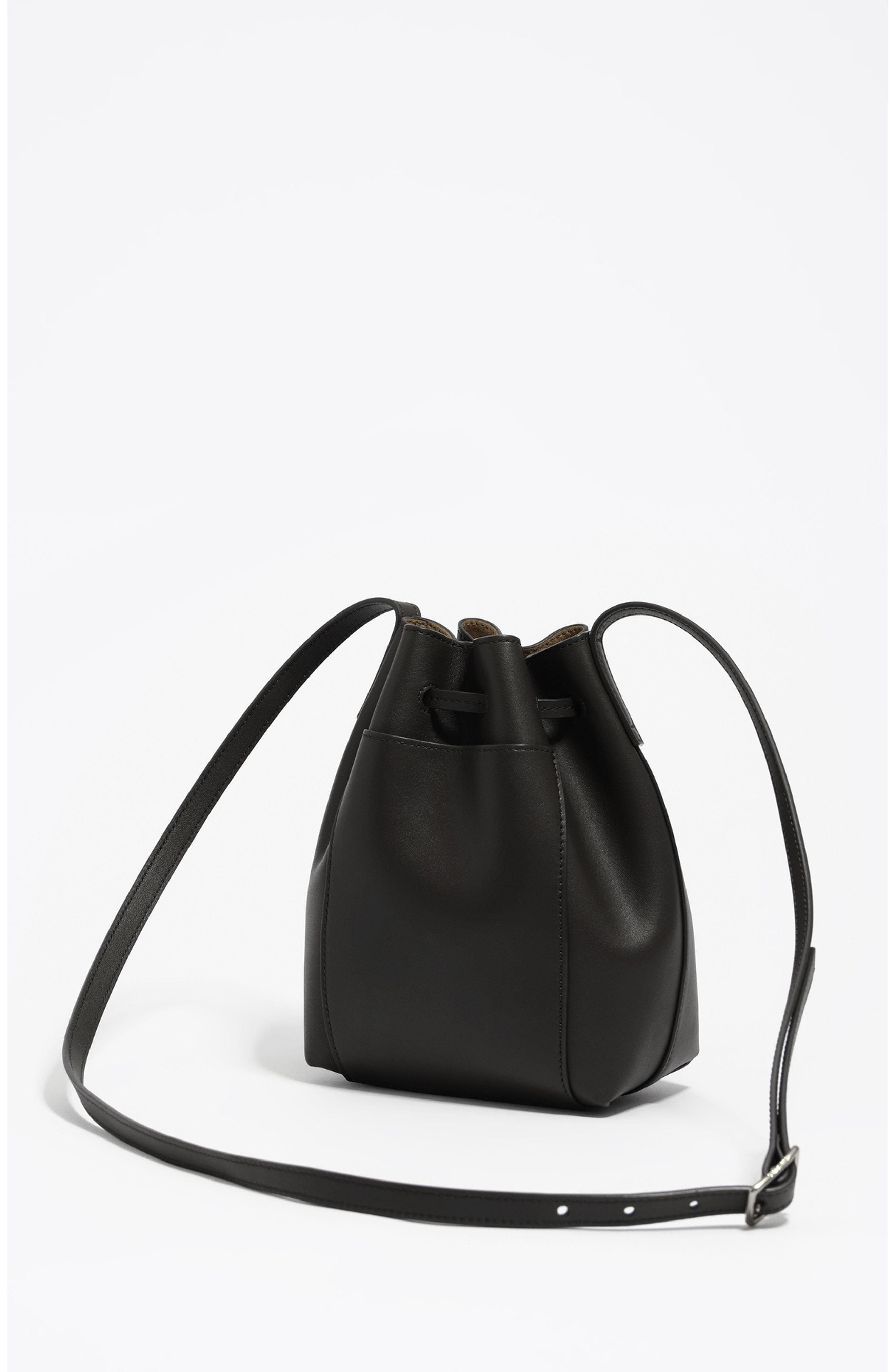 Bimba y Lola Leather Bucket Crossbody Bag, Alternate, color, Black