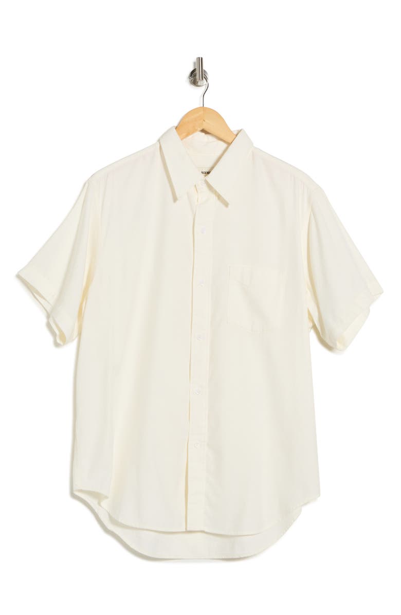 BUCK MASON Draped Twill Short Sleeve Button-Up Shirt, Alternate, color, Natural