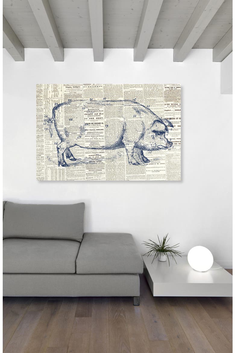 Pig Farmhouse Canvas Wall Art, Alternate, color, BLUE