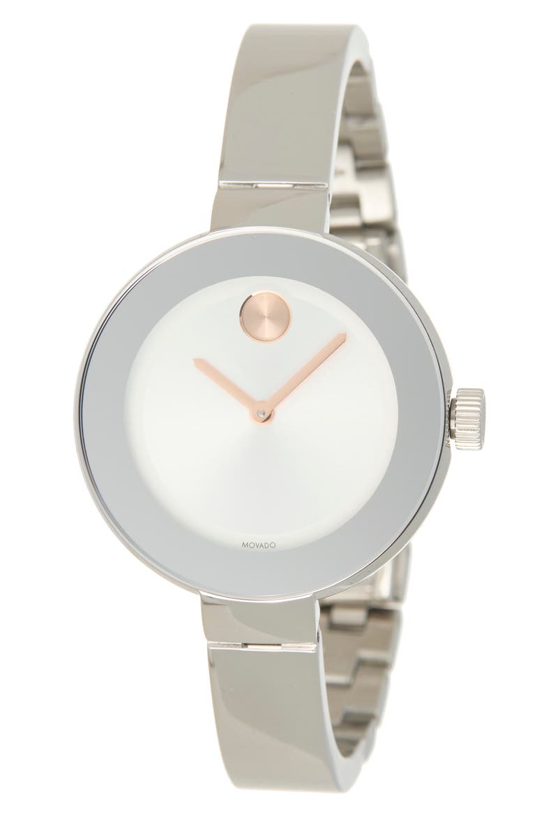 'Bold' Bangle Watch, 34mm, Alternate, color, SILVER DIAL
