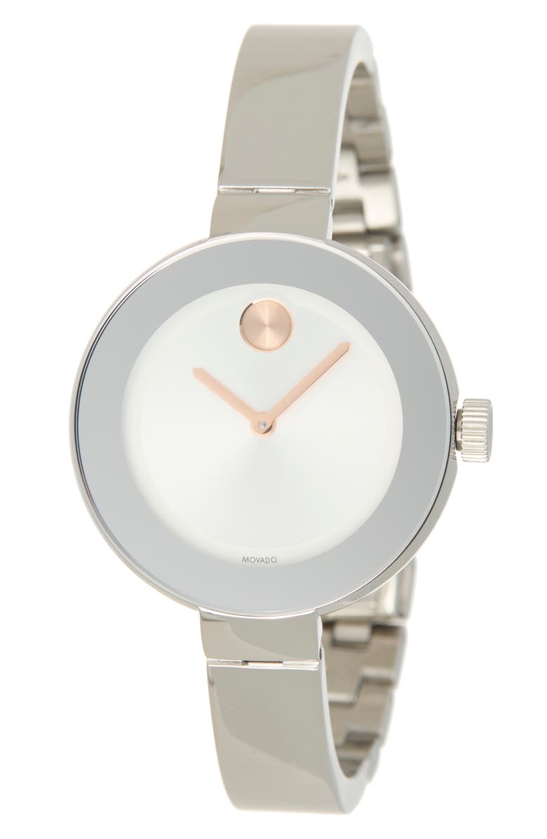 Movado 'Bold' Bangle Watch, 34mm, Alternate, color, Silver Dial