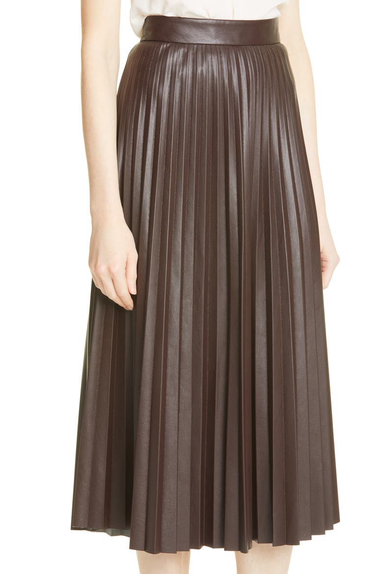 Vaplita Leather Midi Skirt, Alternate, color, CHOCOLATE