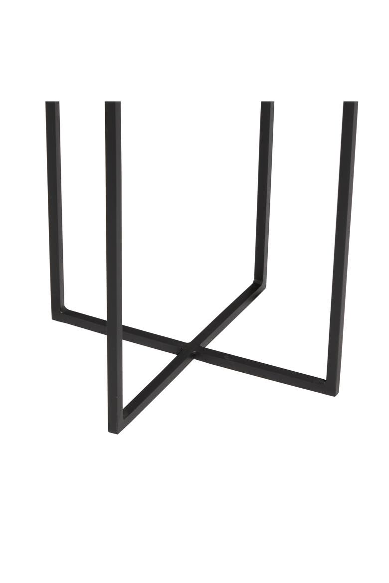 Brown Metal Contemporary Accent Table with Black X-Shaped Base, Alternate, color, BROWN