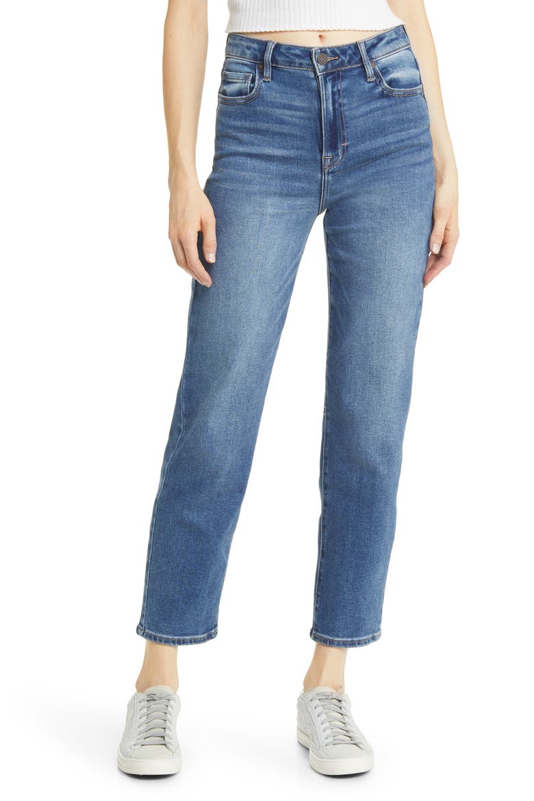 Tracey High Waist Straight Leg Jeans, Main, color, MEDIUM DARK WASH