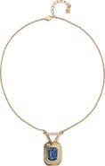 UNODE50 Gold-Tone Pendant Necklace with Blue Crystal