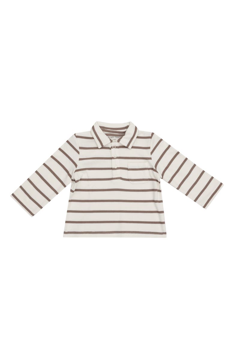 Angel Dear Stripe Long Sleeve Polo, Main, color, Brown