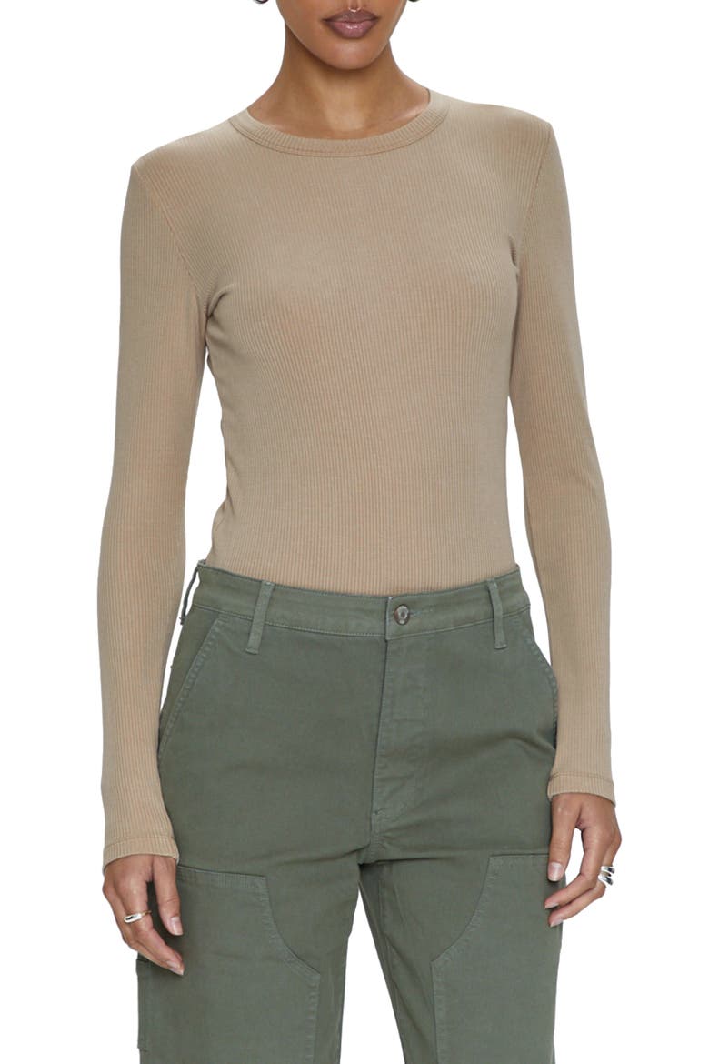 Bailey Long Sleeve Rib Bodysuit, Main, color, MINK