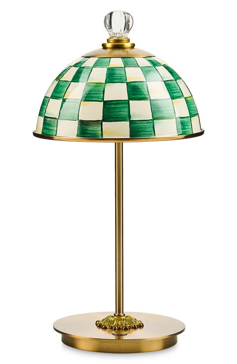 Emerald Check LED Rechargeable Dome Table Lamp