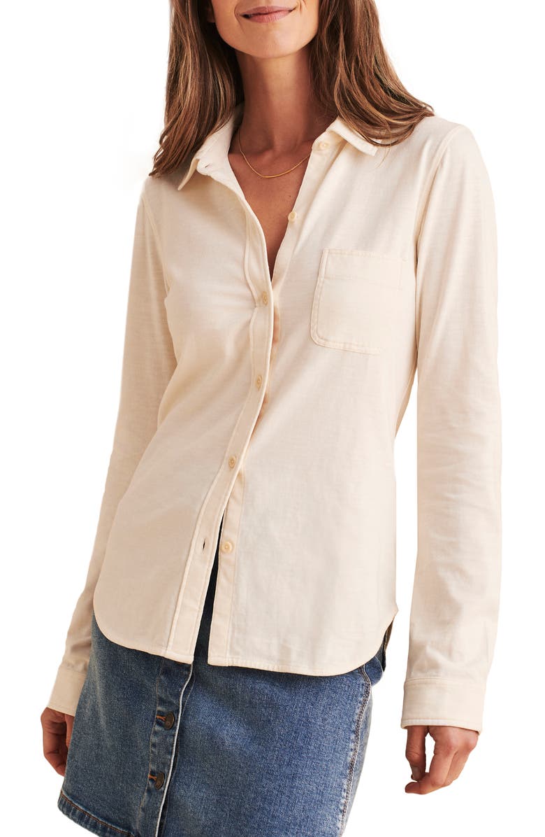 Faherty Brand Seasons Organic Cotton Knit Button-Up Shirt, Main, color, 