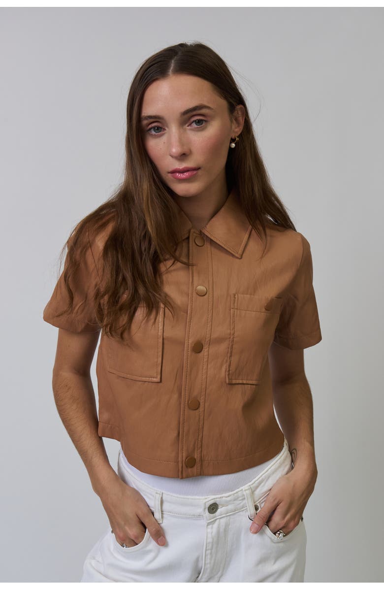 Central Park West Chelsea Vegan Cropped Jacket, Main, color, Brown