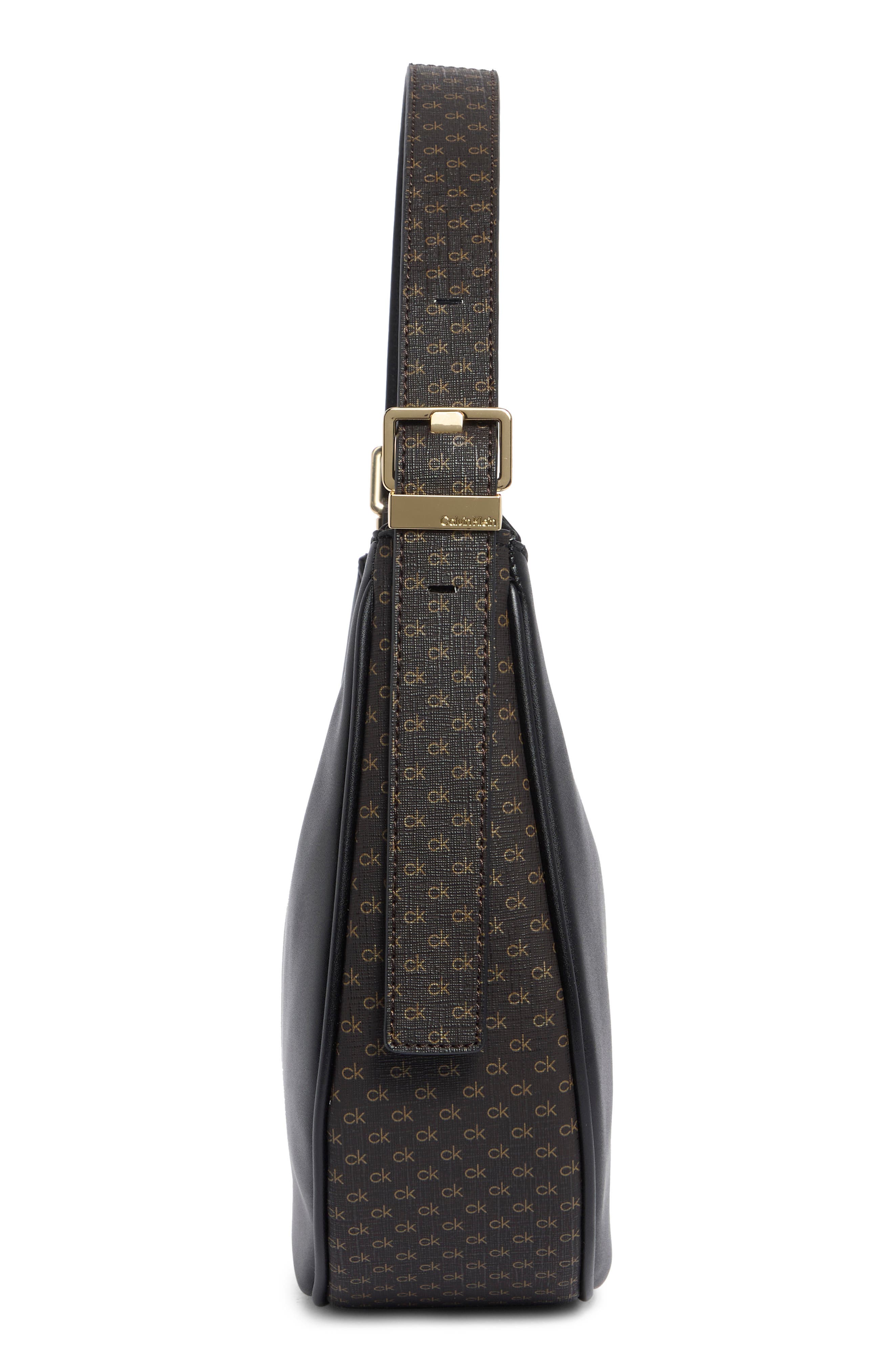 Calvin Klein Liliana Faux Leather Hobo Bag, Alternate, color, Brown/ Khaki/ Black