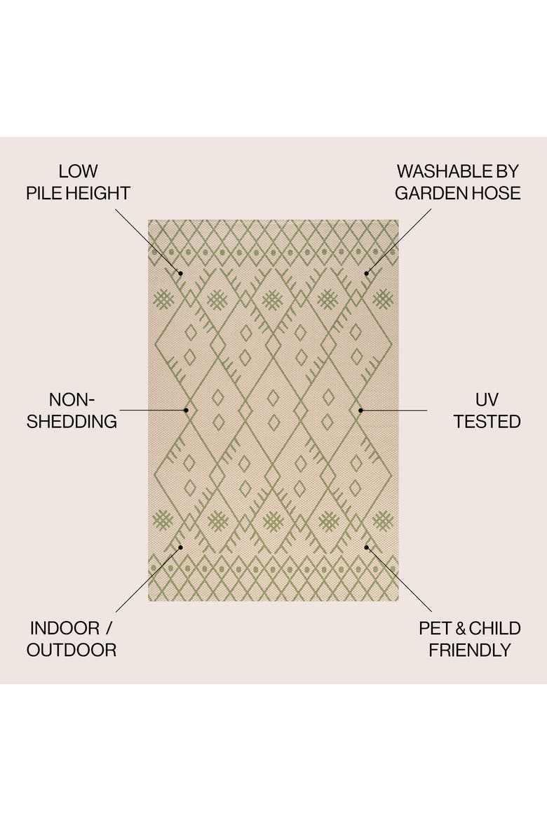 Boho Moroccan Indoor/Outdoor Area Rug, Alternate, color, Beige/Green